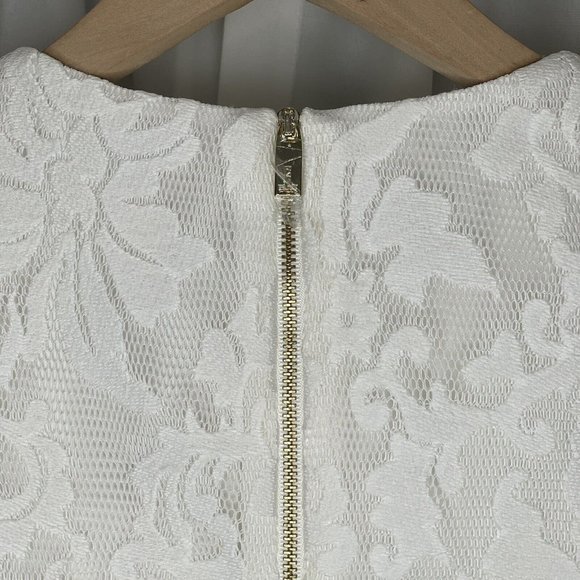 NWT Ted Baker Maire White Lace Mesh Crop Top Size 0 6 Short Sleeve Zip Back - Picture 11 of 15
